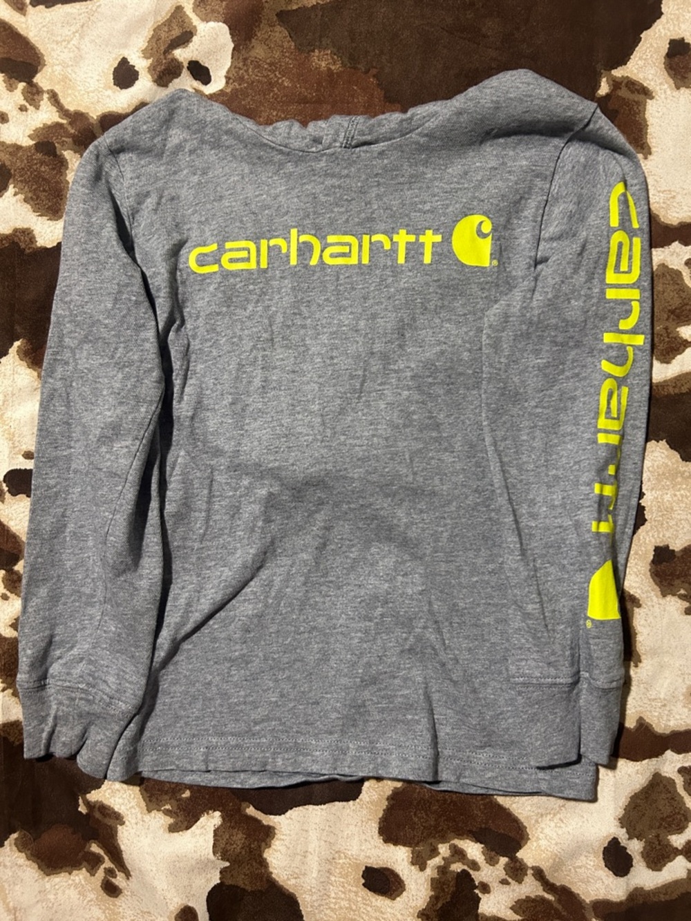 Carhartt Gray and Yellow Hooded Long Sleeve 5